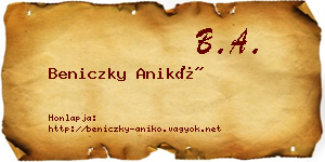 Beniczky Anikó névjegykártya